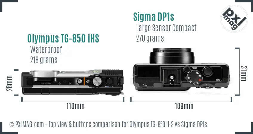 Olympus TG-850 iHS vs Sigma DP1s top view buttons comparison