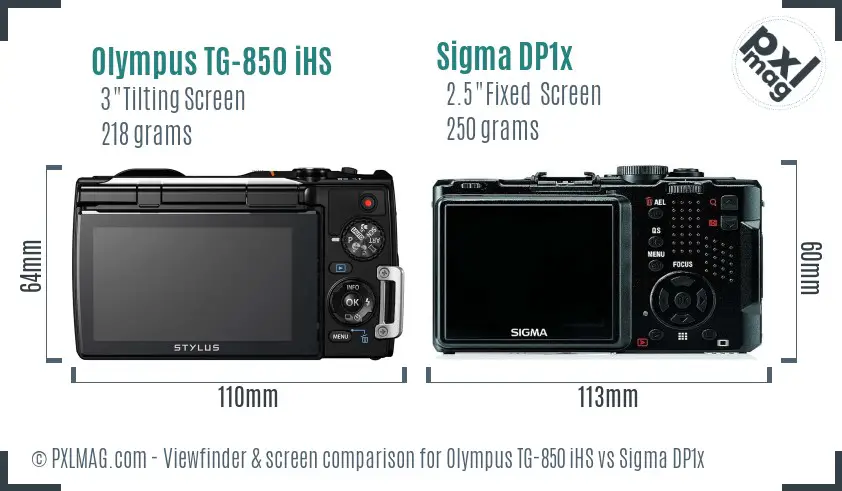 Olympus TG-850 iHS vs Sigma DP1x Screen and Viewfinder comparison Olympus TG-850 iHS vs Sigma DP1x Screen and Viewfinder comparison