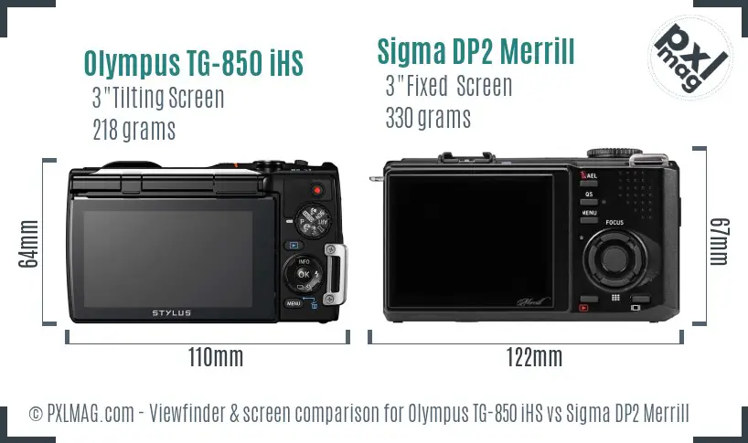 Olympus TG-850 iHS vs Sigma DP2 Merrill Screen and Viewfinder comparison
