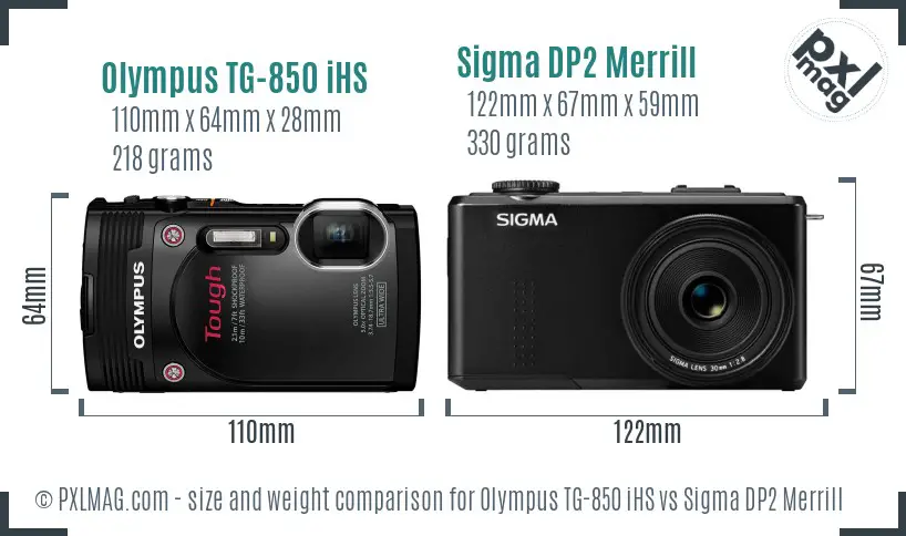 Olympus TG-850 iHS vs Sigma DP2 Merrill size comparison