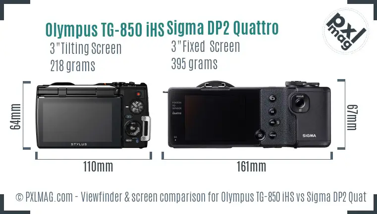 Olympus TG-850 iHS vs Sigma DP2 Quattro Screen and Viewfinder comparison