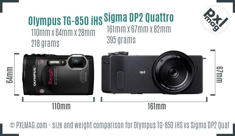 Olympus TG-850 iHS vs Sigma DP2 Quattro size comparison