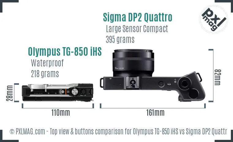 Olympus TG-850 iHS vs Sigma DP2 Quattro top view buttons comparison