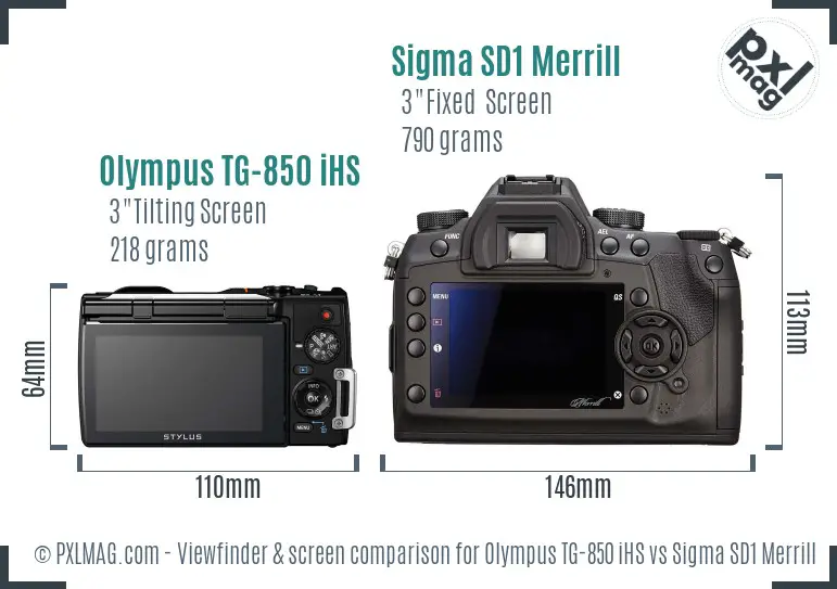 Olympus TG-850 iHS vs Sigma SD1 Merrill Screen and Viewfinder comparison