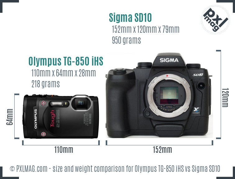 Olympus TG-850 iHS vs Sigma SD10 size comparison