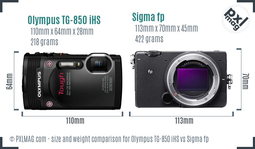 Olympus TG-850 iHS vs Sigma fp size comparison Olympus TG-850 iHS vs Sigma fp size comparison