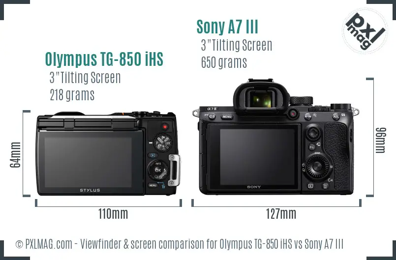 Olympus TG-850 iHS vs Sony A7 III Screen and Viewfinder comparison
