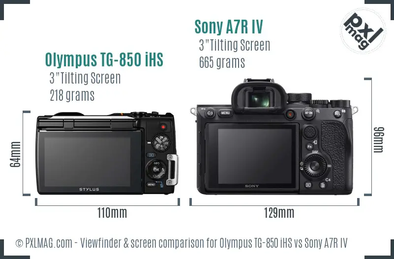 Olympus TG-850 iHS vs Sony A7R IV Screen and Viewfinder comparison