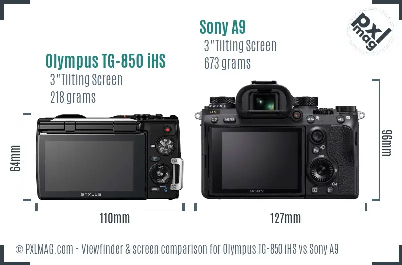 Olympus TG-850 iHS vs Sony A9 Screen and Viewfinder comparison