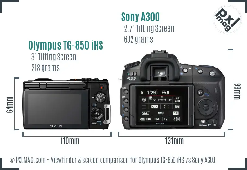 Olympus TG-850 iHS vs Sony A300 Screen and Viewfinder comparison