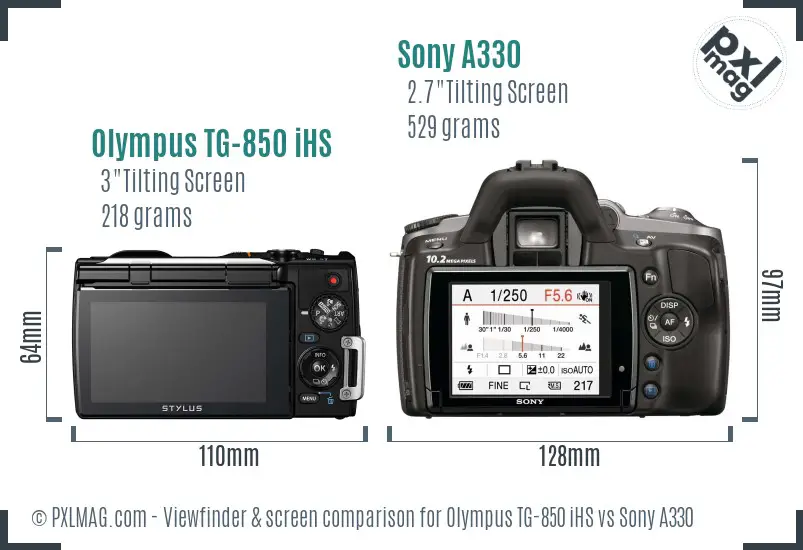Olympus TG-850 iHS vs Sony A330 Screen and Viewfinder comparison