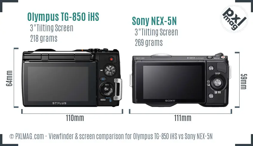 Olympus TG-850 iHS vs Sony NEX-5N Screen and Viewfinder comparison