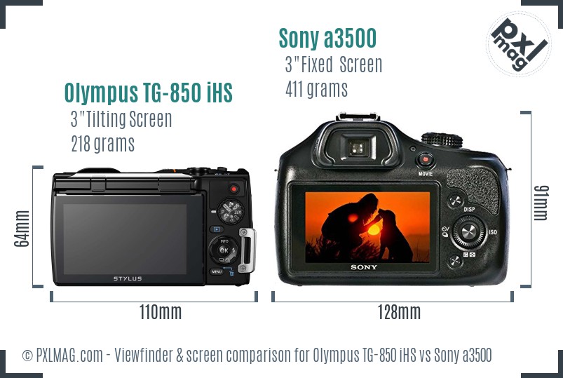 Olympus TG-850 iHS vs Sony a3500 Screen and Viewfinder comparison