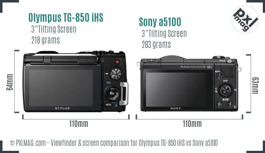 Olympus TG-850 iHS vs Sony a5100 Screen and Viewfinder comparison Olympus TG-850 iHS vs Sony a5100 Screen and Viewfinder comparison