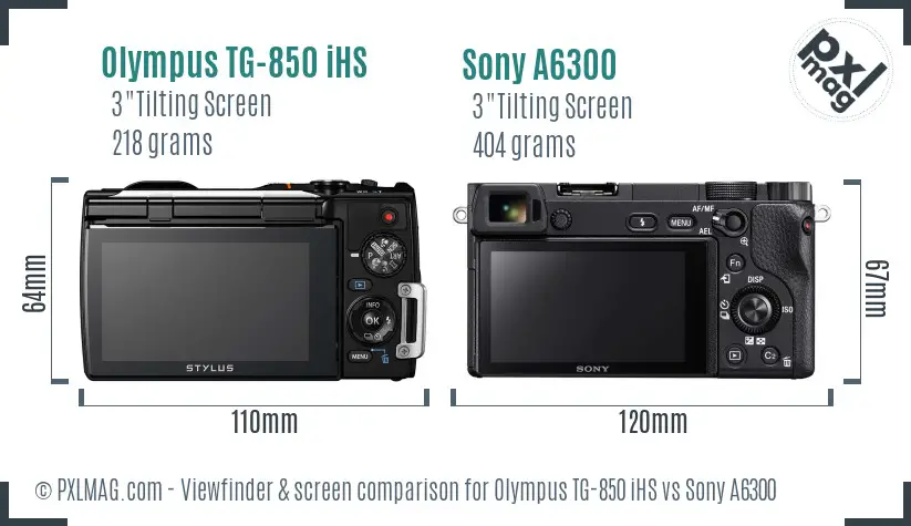Olympus TG-850 iHS vs Sony A6300 Screen and Viewfinder comparison