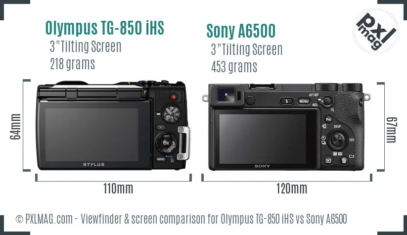 Olympus TG-850 iHS vs Sony A6500 Screen and Viewfinder comparison