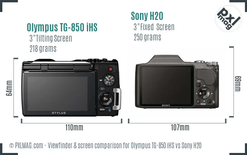 Olympus TG-850 iHS vs Sony H20 Screen and Viewfinder comparison