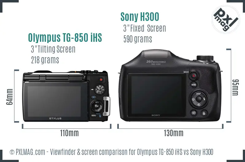 Olympus TG-850 iHS vs Sony H300 Screen and Viewfinder comparison