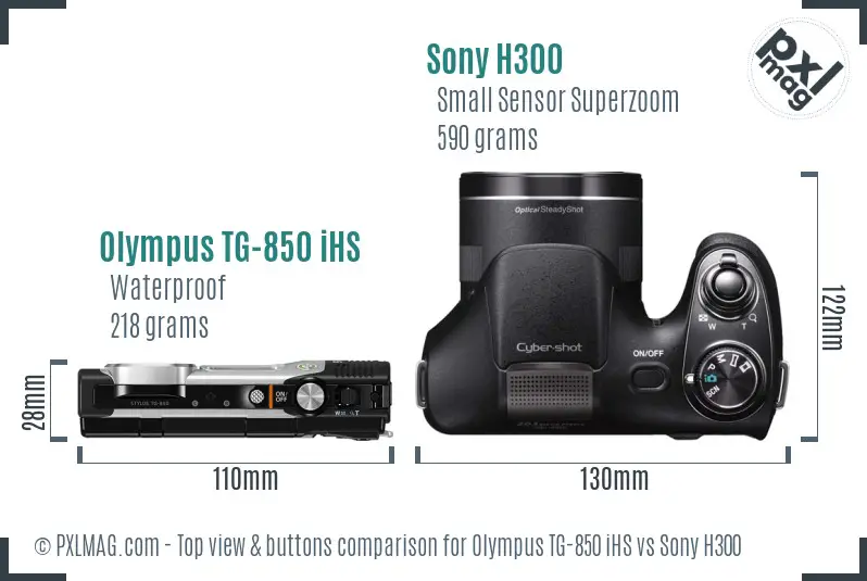 Olympus TG-850 iHS vs Sony H300 top view buttons comparison
