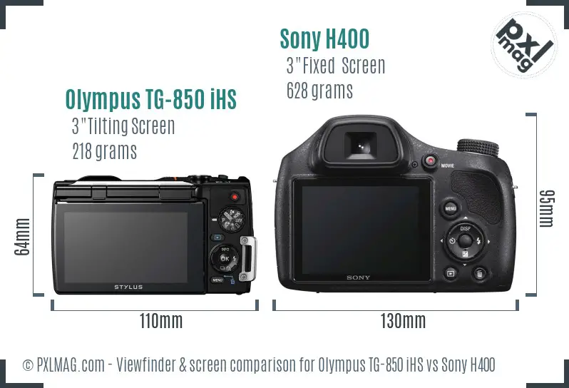 Olympus TG-850 iHS vs Sony H400 Screen and Viewfinder comparison