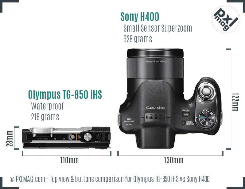 Olympus TG-850 iHS vs Sony H400 top view buttons comparison