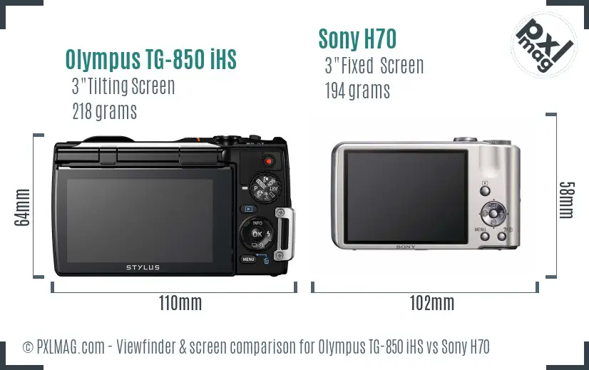 Olympus TG-850 iHS vs Sony H70 Screen and Viewfinder comparison