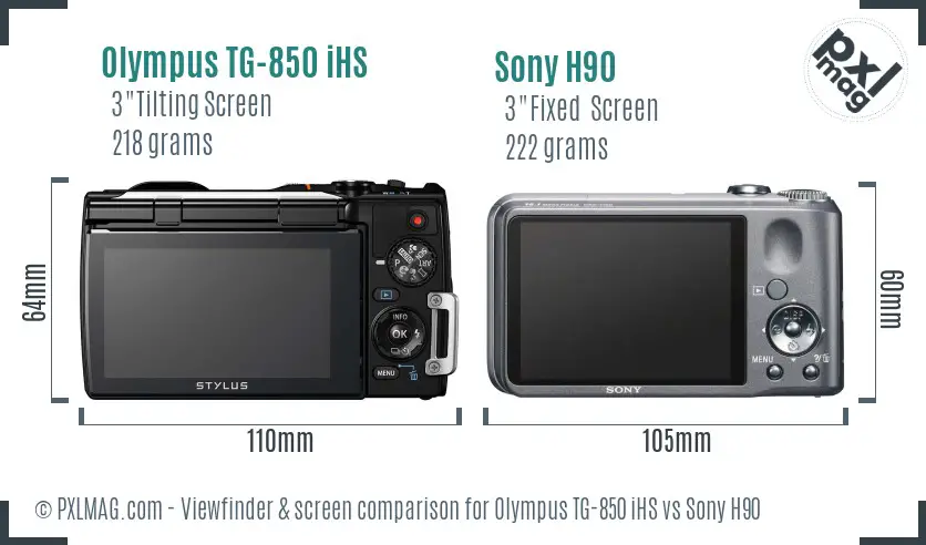 Olympus TG-850 iHS vs Sony H90 Screen and Viewfinder comparison