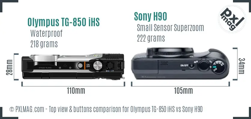 Olympus TG-850 iHS vs Sony H90 top view buttons comparison