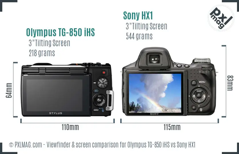 Olympus TG-850 iHS vs Sony HX1 Screen and Viewfinder comparison