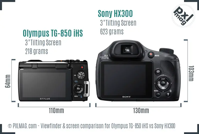 Olympus TG-850 iHS vs Sony HX300 Screen and Viewfinder comparison