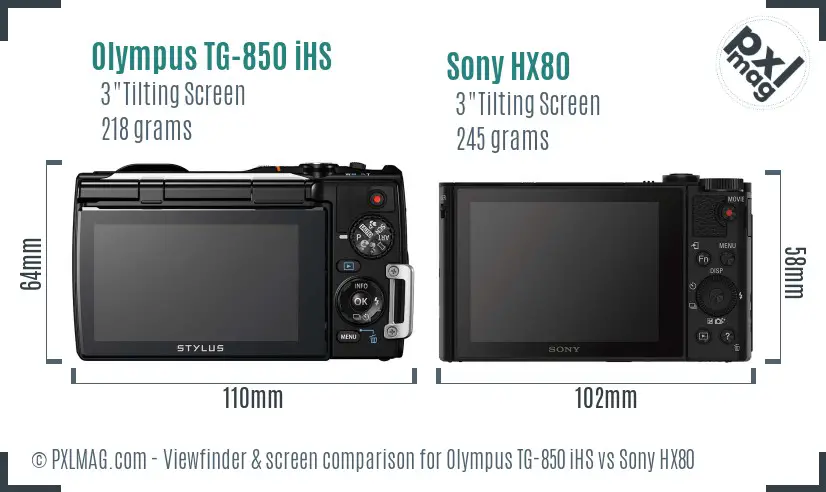 Olympus TG-850 iHS vs Sony HX80 Screen and Viewfinder comparison