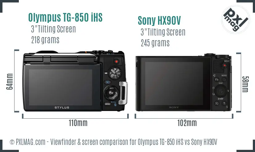 Olympus TG-850 iHS vs Sony HX90V Screen and Viewfinder comparison