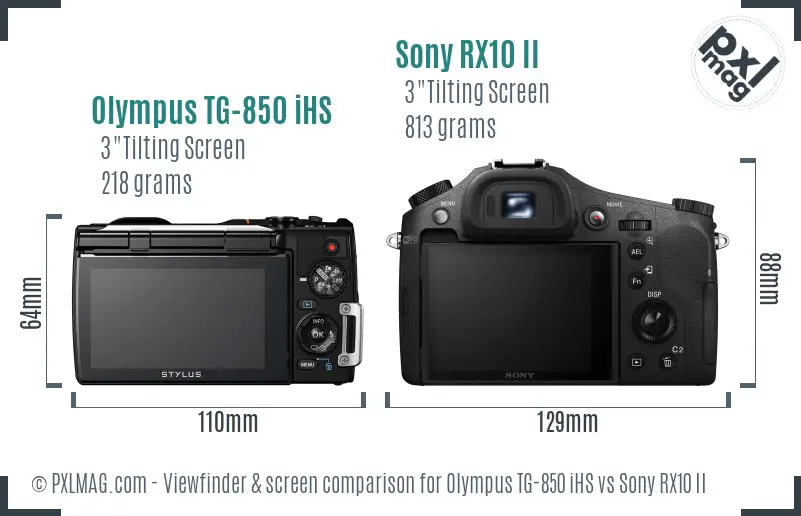 Olympus TG-850 iHS vs Sony RX10 II Screen and Viewfinder comparison