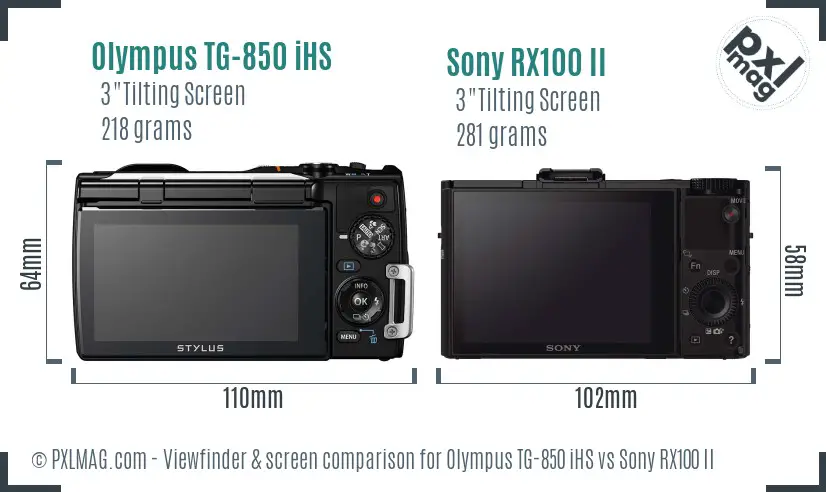 Olympus TG-850 iHS vs Sony RX100 II Screen and Viewfinder comparison