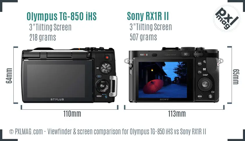 Olympus TG-850 iHS vs Sony RX1R II Screen and Viewfinder comparison