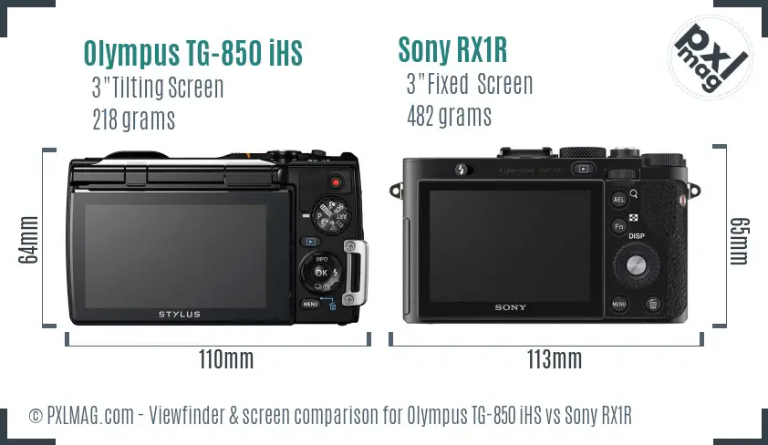 Olympus TG-850 iHS vs Sony RX1R Screen and Viewfinder comparison