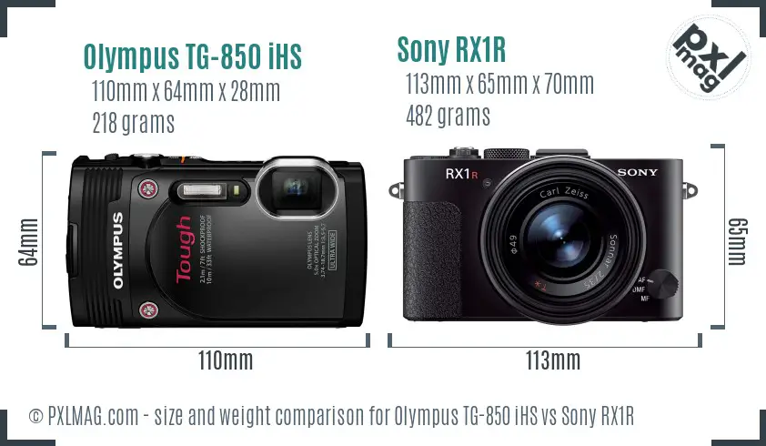 Olympus TG-850 iHS vs Sony RX1R size comparison