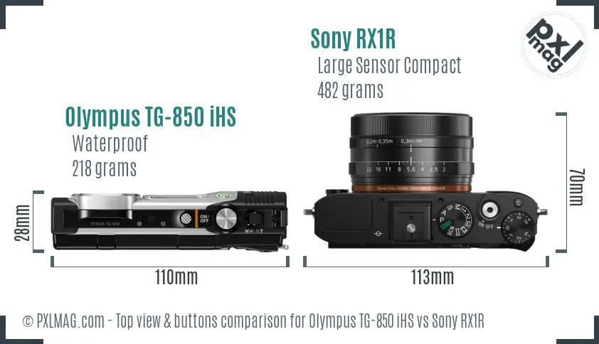 Olympus TG-850 iHS vs Sony RX1R top view buttons comparison