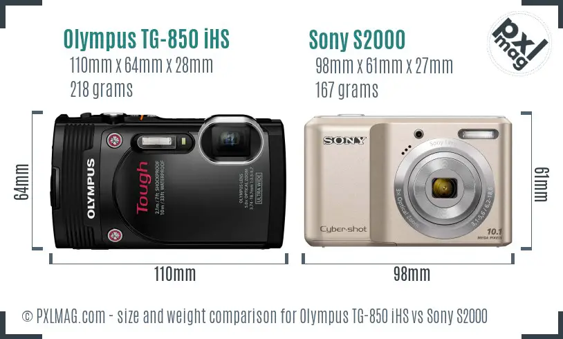 Olympus TG-850 iHS vs Sony S2000 size comparison