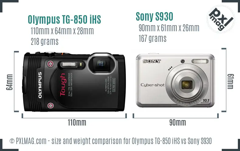 Olympus TG-850 iHS vs Sony S930 size comparison