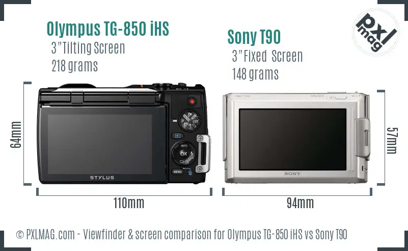 Olympus TG-850 iHS vs Sony T90 Screen and Viewfinder comparison
