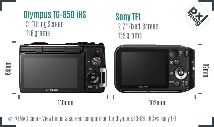 Olympus TG-850 iHS vs Sony TF1 Screen and Viewfinder comparison