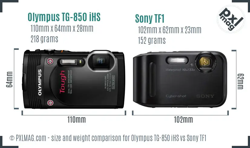 Olympus TG-850 iHS vs Sony TF1 size comparison