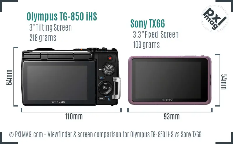 Olympus TG-850 iHS vs Sony TX66 Screen and Viewfinder comparison