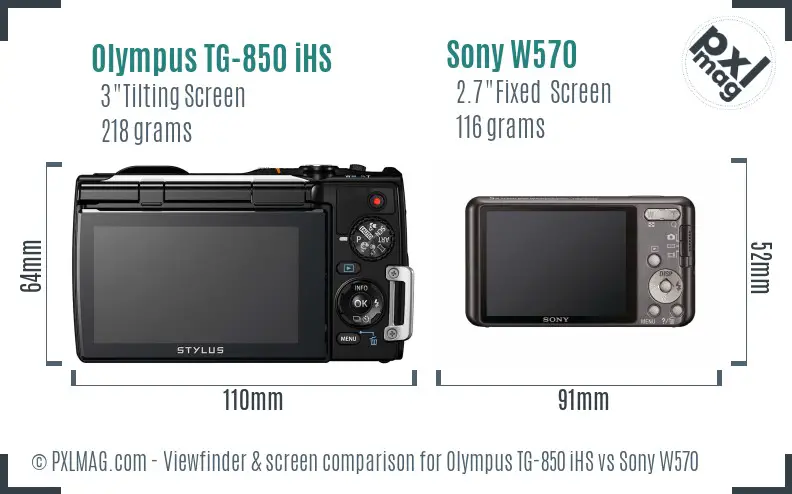 Olympus TG-850 iHS vs Sony W570 Screen and Viewfinder comparison