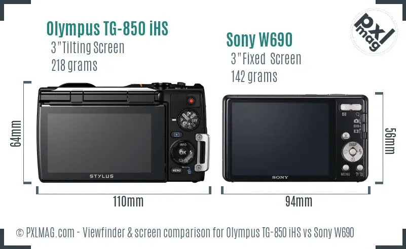 Olympus TG-850 iHS vs Sony W690 Screen and Viewfinder comparison