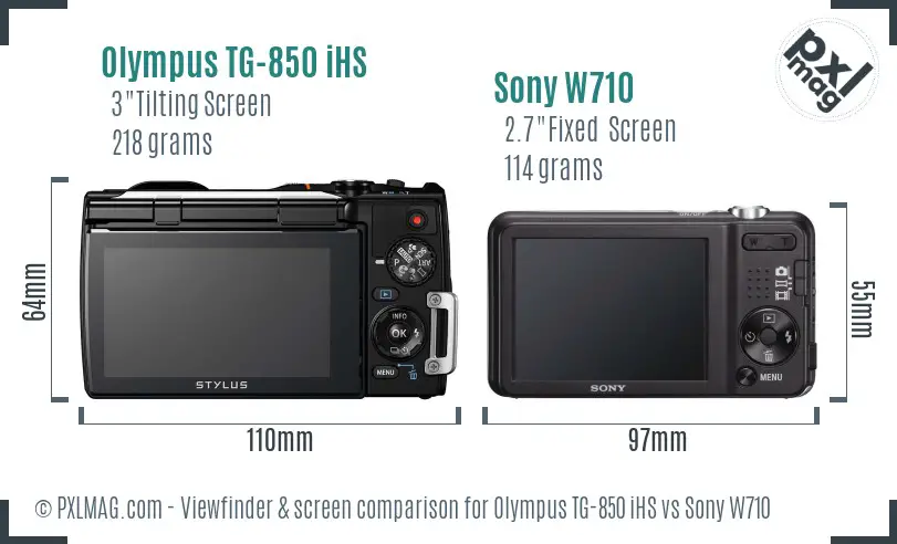 Olympus TG-850 iHS vs Sony W710 Screen and Viewfinder comparison