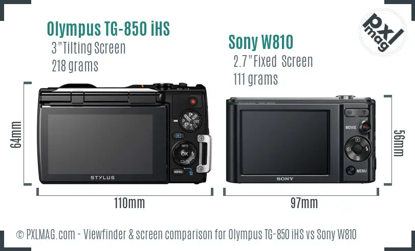 Olympus TG-850 iHS vs Sony W810 Screen and Viewfinder comparison