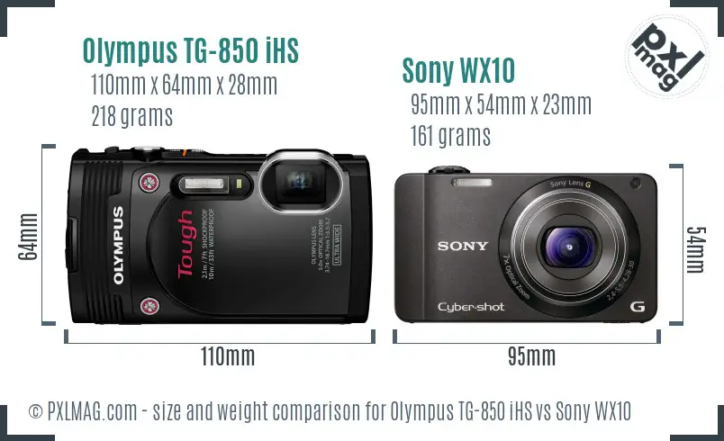 Olympus TG-850 iHS vs Sony WX10 size comparison