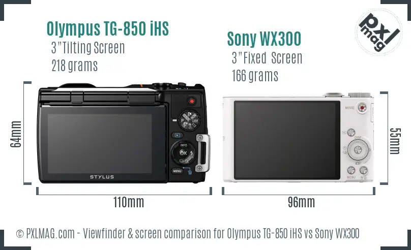 Olympus TG-850 iHS vs Sony WX300 Screen and Viewfinder comparison